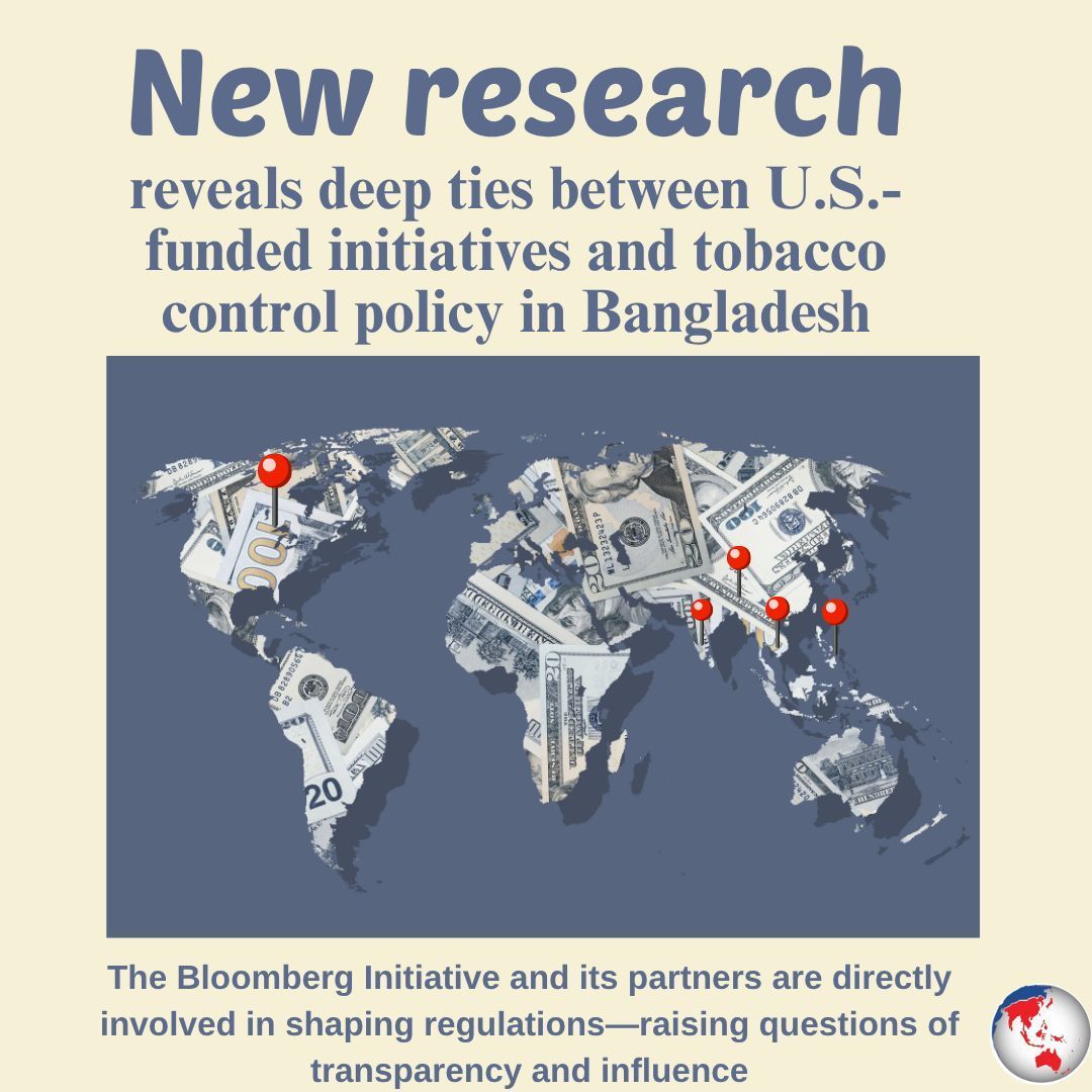 caphraorg's tweet image. 🚨 New research reveals deep ties between U.S.-funded initiatives and tobacco control policy in Bangladesh. The Bloomberg Initiative and its partners are directly involved in shaping regulations—raising questions of transparency and influence. Read the report:…
