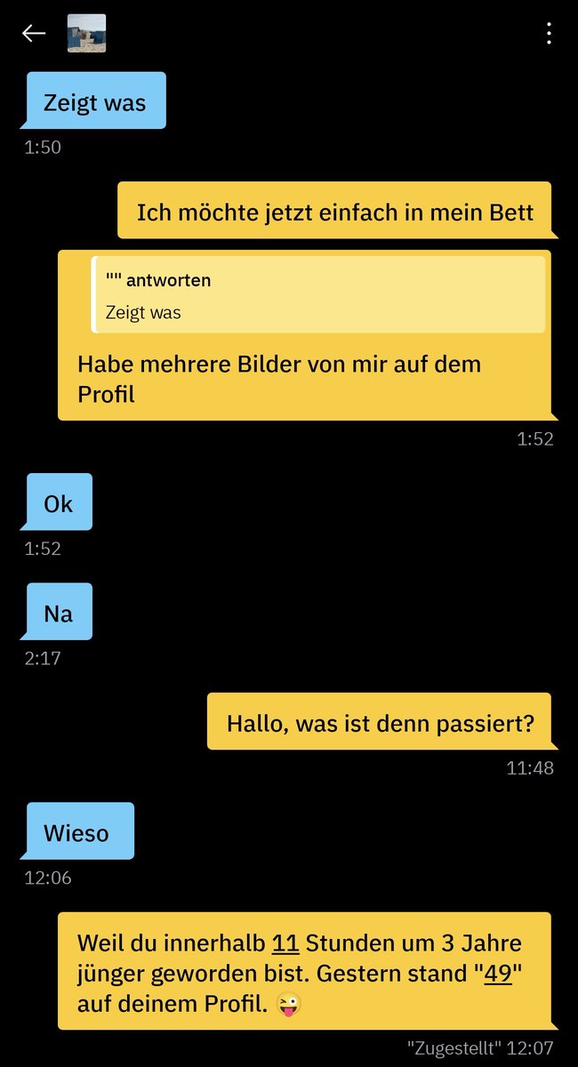 Ich bin Benjamin Button auf Grindr begegnet und er hat mich gesperrt. 😢