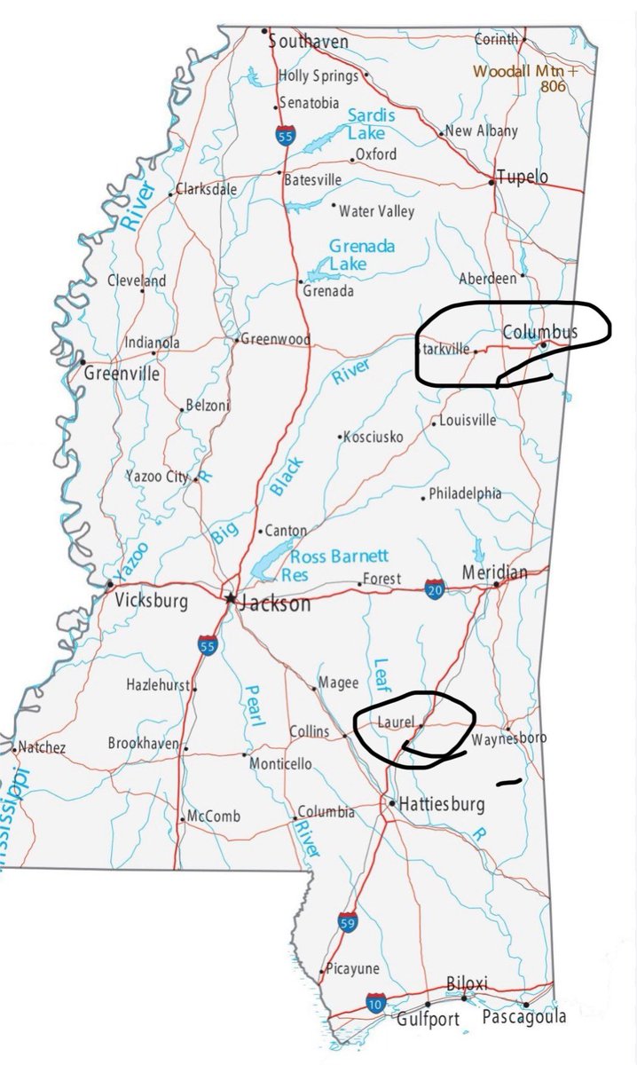 MFH and I currently live in the country in the middle between Columbus and Starkville, Mississippi.

We’re moving to the country just outside Laurel, Mississippi!

Thought this might give you a better idea where we are and will be in the state ☺️