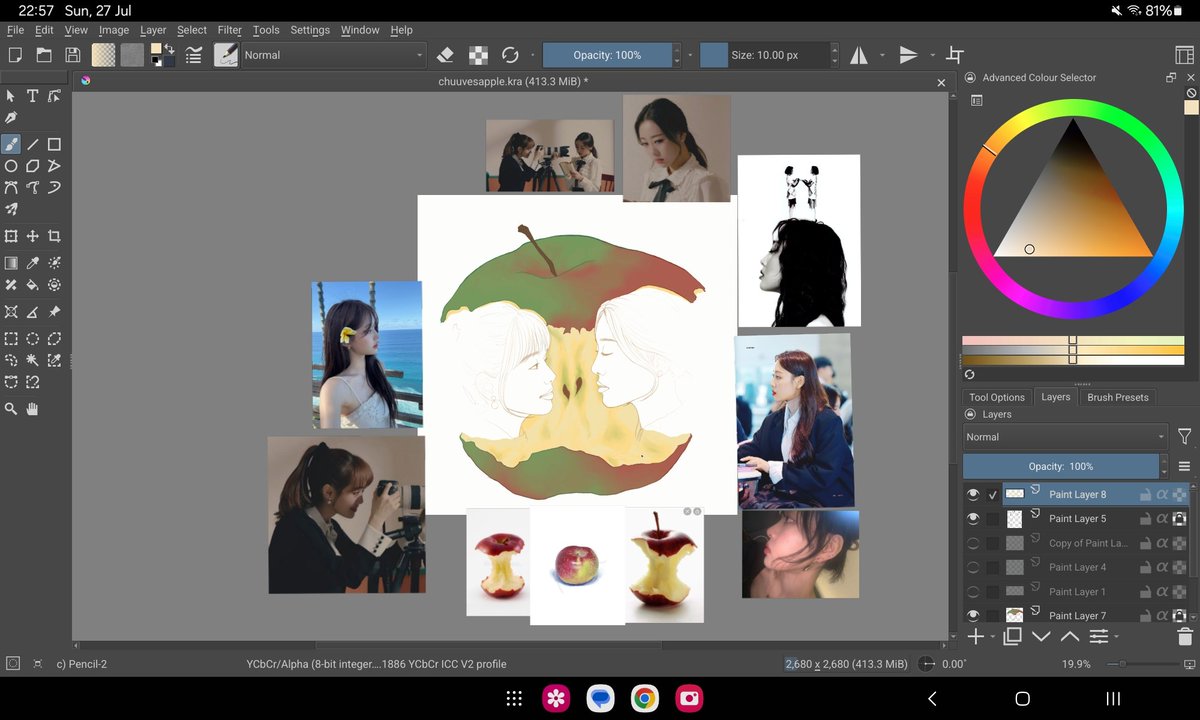 saanh_'s tweet photo. wip +reference photos
I need to fix that muddy brown on the apple it doesn't look like that on my tablet screen https://t.co/zuQQK0RNos
