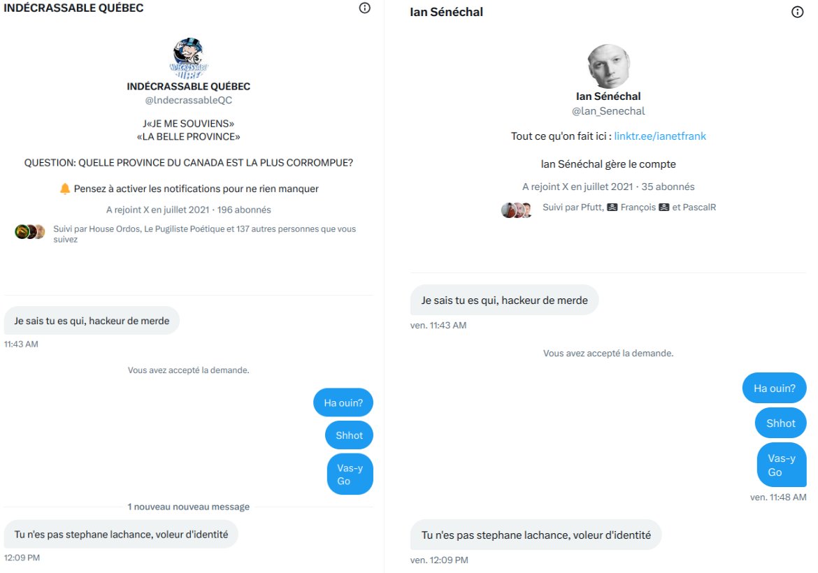 indecrassableqc's tweet image. Le guignol qui avait tenté d'hijacker mon compte s'appelle maintenant Ian Sénéchal 🤣
#maladiementale