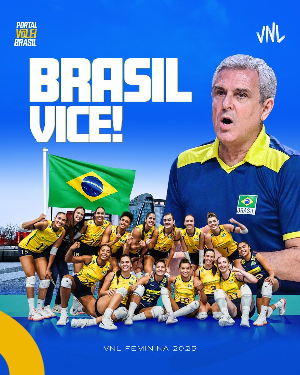 portal_volei's tweet image. 🥈 VICE-CAMPEÃS! A Seleção do Brasil encerra a sua participação na VNL Feminina 2025 em segundo lugar 🇧🇷