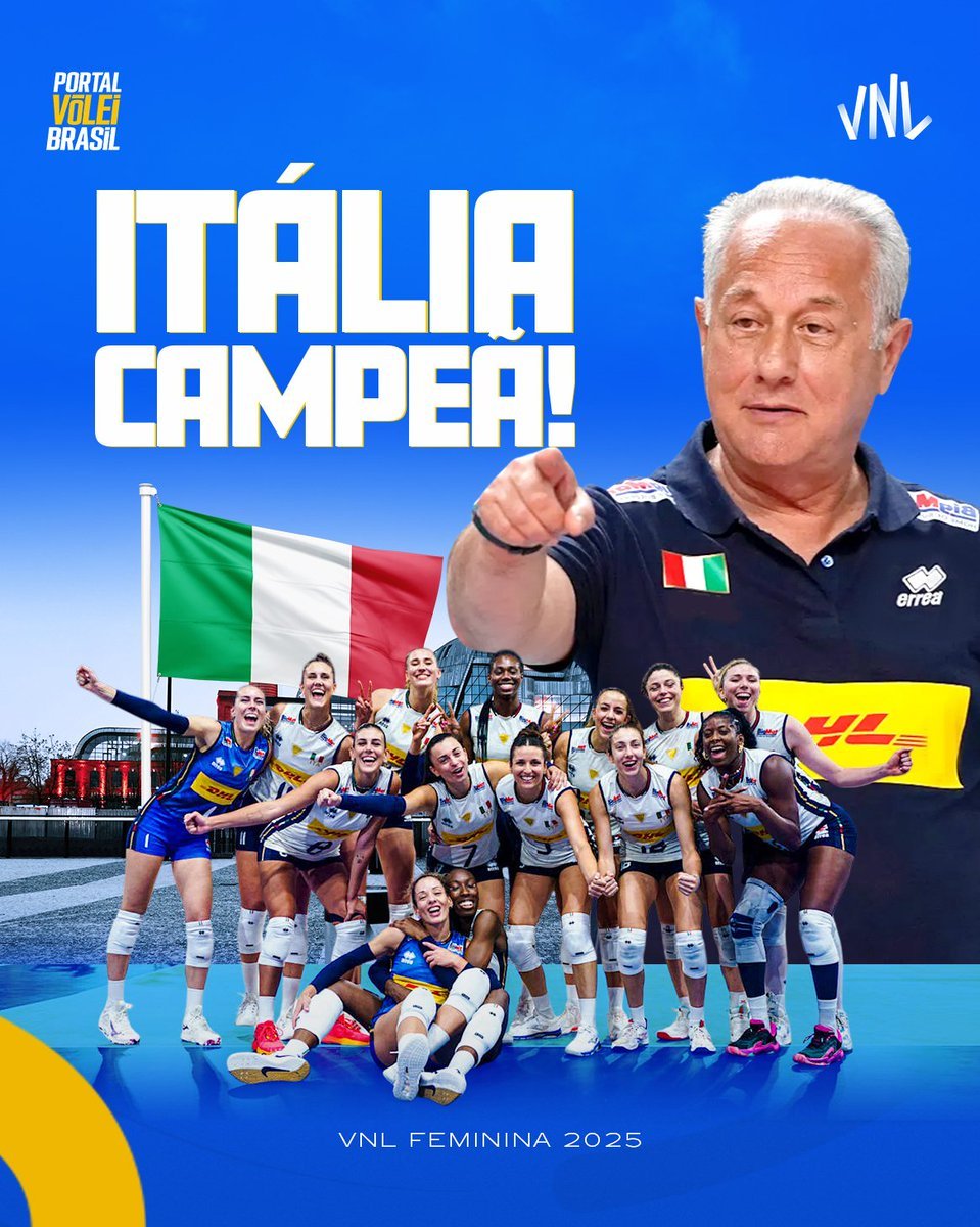 portal_volei's tweet image. 🥇 CAMPEÃS! A Seleção da Itália é a grande campeã da VNL Feminina 2025 🇮🇹