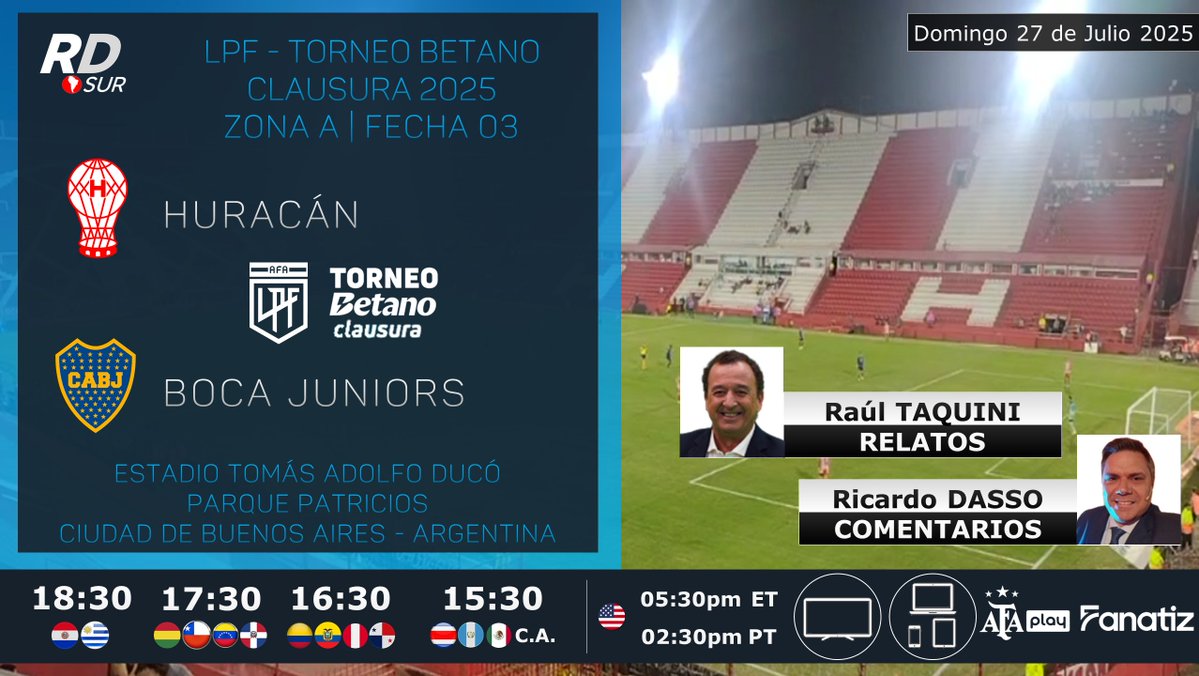 elpollo_ac29's tweet image. #LPF #TorneoBetanoClausura 2025 🇦🇷
#Huracán vs #Boca
🎙️ Relatos: @rulotaquini
🎙️ Comentarios: @ricardodasso
📺💻📱 @afa_play by @Fanatiztv
#⃣ #SomosAFAPlay