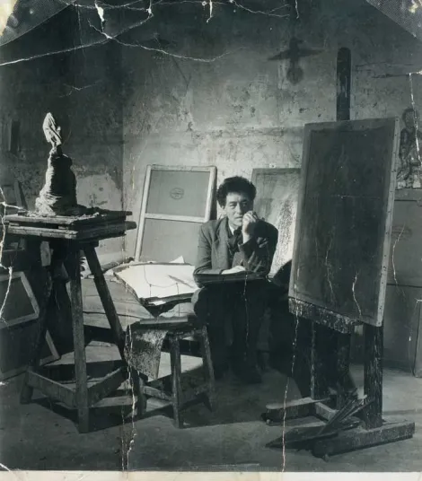 zarandillo's tweet image. Alberto Giacometti by Douglas Glass in his workshop, 1956/58.