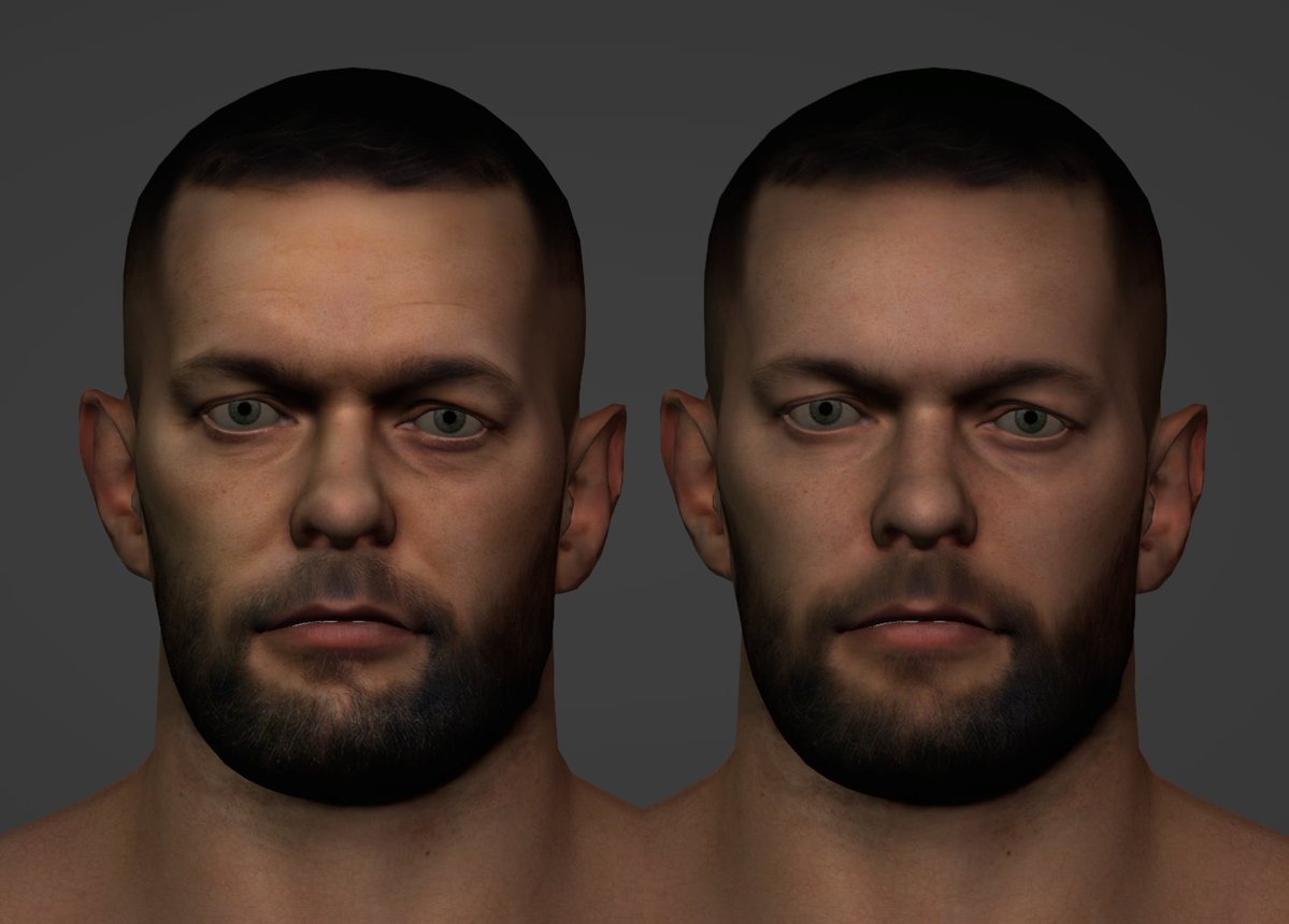 Acky142's tweet image. The finished texture on the right! #WWE2K25