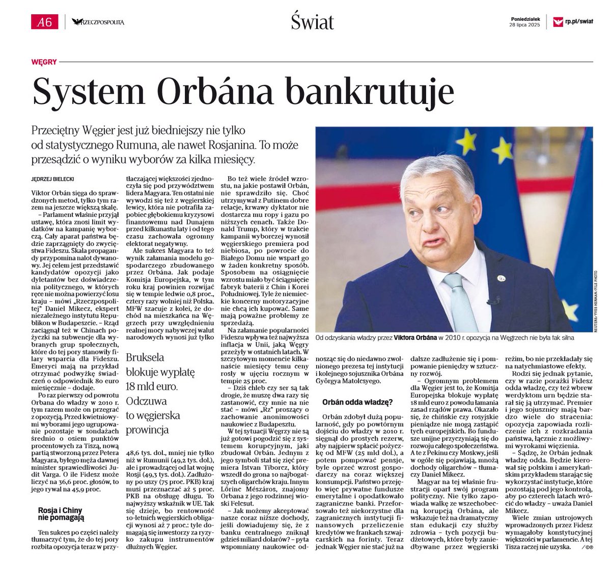 "Przeciętny Węgier jest już biedniejszy nie tylko od statystycznego Rumuna, ale nawet Rosjanina. W tym roku Węgry będą się rozwijać 4 razy wolniej niż Polska"

Gdyby w 2023 PiS dostał trzecią kadencję zmierzalibyśmy w tym samym kierunku