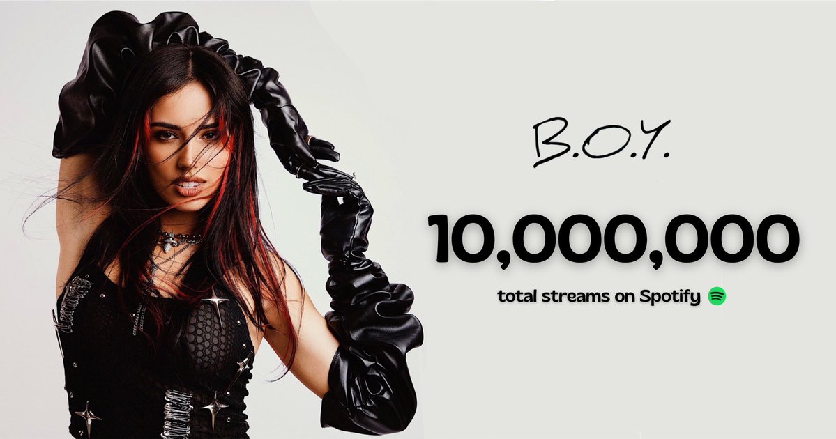 CantrallData's tweet image. 🏆| ‘B.O.Y.’ has reached 10 million total streams on Spotify!