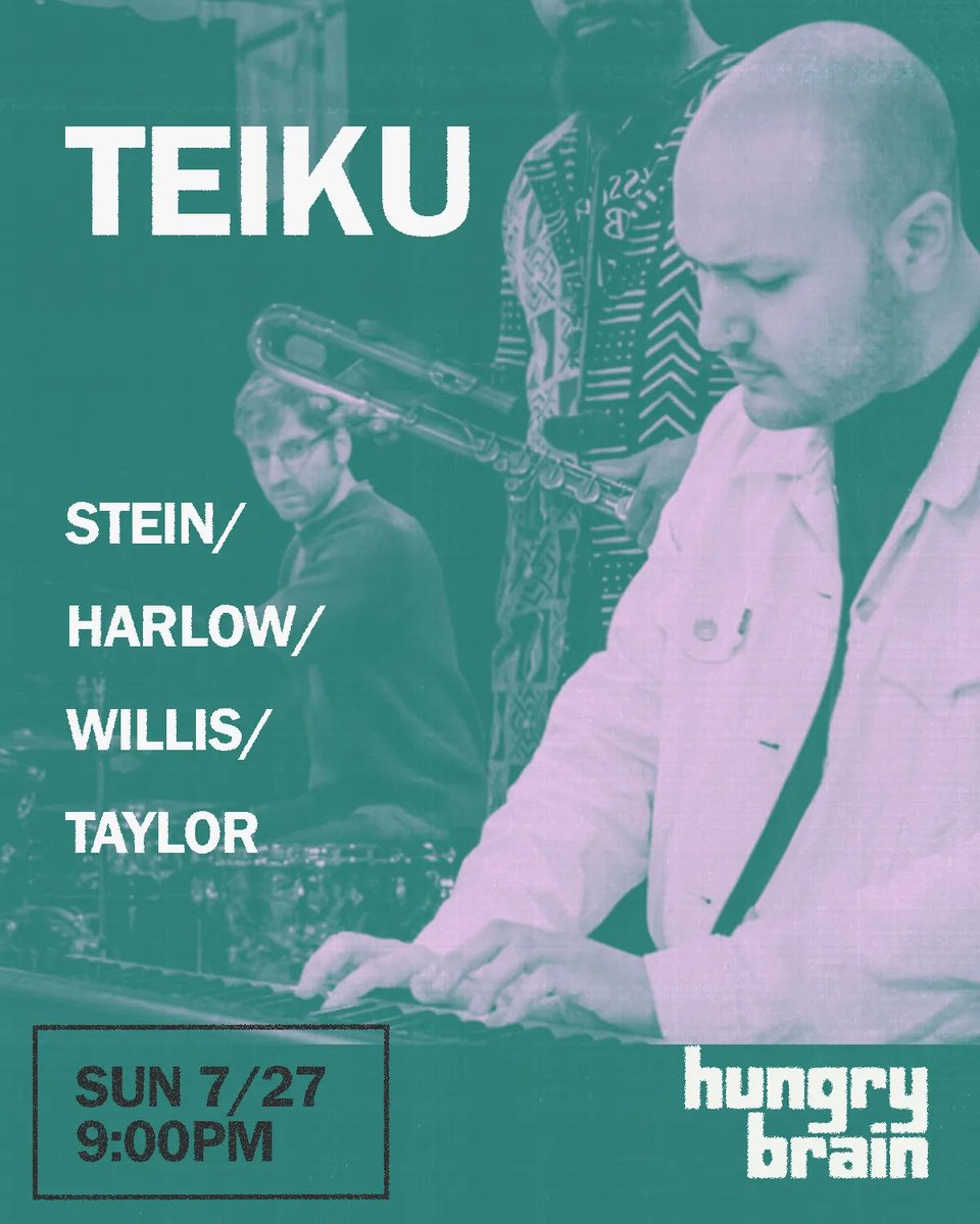 HungryBrainChi's tweet image. Sunday! Teiku featuring Jason Stein (bass clarinet), Josh Harlow (piano), Ben Willis (bass) &Jonathan Taylor (drums) perform. Doors: 7, Show: 9pm