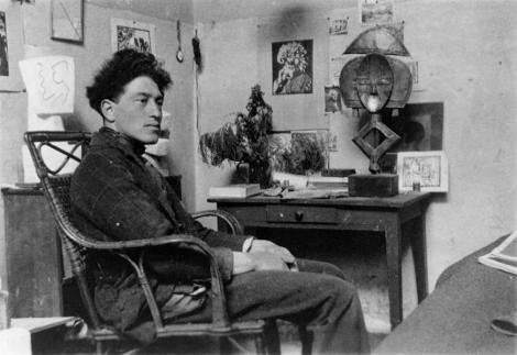zarandillo's tweet image. Alberto Giacometti in the studiio at rue Hippolyte Maindron, 1927.