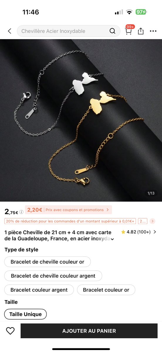 oc_gb's tweet image. SHEIN vends vraiment tout 💀 comment ça une chaîne de cheville avec la carte de Guadeloupe ?????
