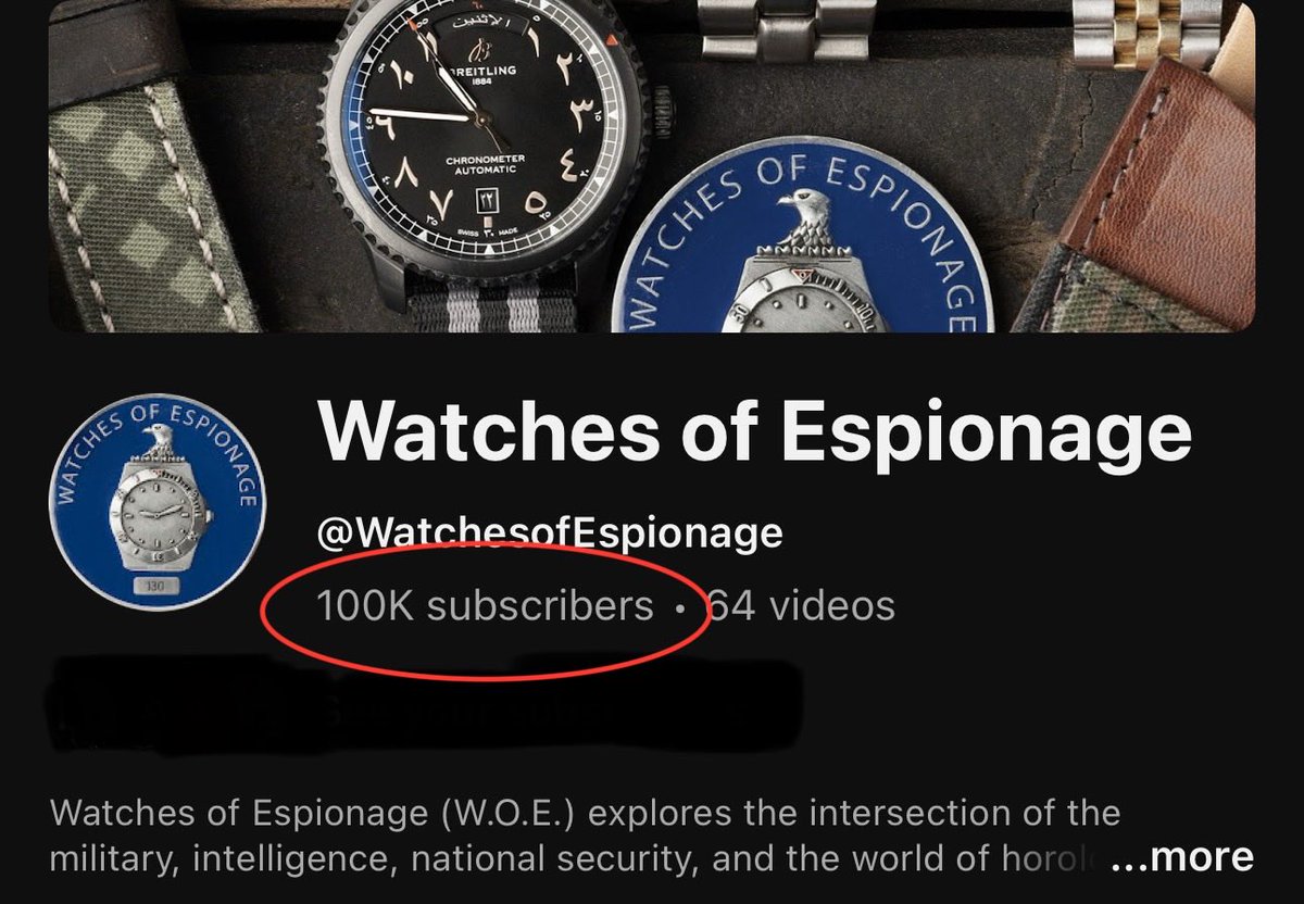 watchesofespion's tweet image. “When I left CIA, I wanted one thing, to be a YouTuber” -W.O.E.

100k subscribers. Very cool. Thank you.