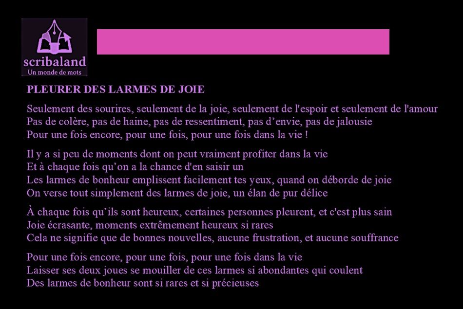 scribaland's tweet image. #scribaland PLEURER DES LARMES DE JOIE
Larmes de bonheur pour une fois encore dans ta vie!#scribaland1 #pleurerdeslarmesdejoie #professeurs #education #eduquer #educateur #educateurs #educatrice #educatrices #exercice #exercices #bescherelle #dictionnaire #lexique #mot #glossaire
