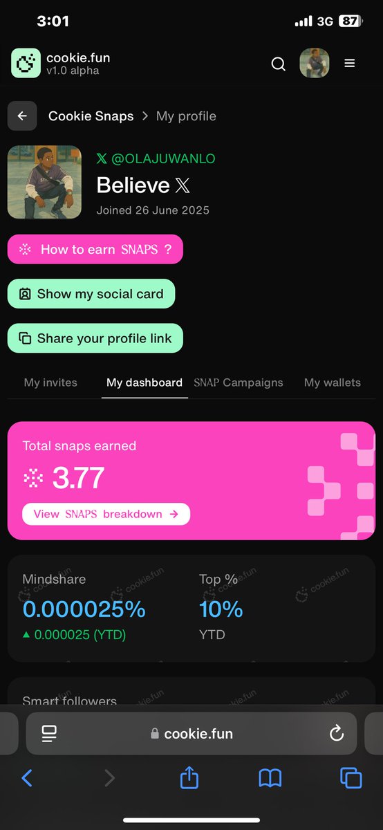 My last SNAPS update was back on July 15… but today?
I miraculously jumped from 3.77 to 3.82 👀
That’s a 0.05 bump across all 6 projects I snap for daily:
$VOOI $SAPIEN $OPEN $TEN $ELP $RECALL
Are we back? Let’s find out. 🔄
#CookieSnaps