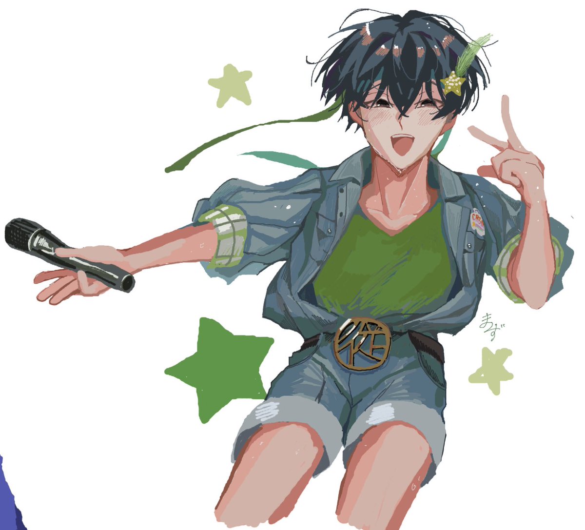 Matukuzu_321's tweet image. ぴたさんとこの絵チャで描いた💲ブレ💚さんです。