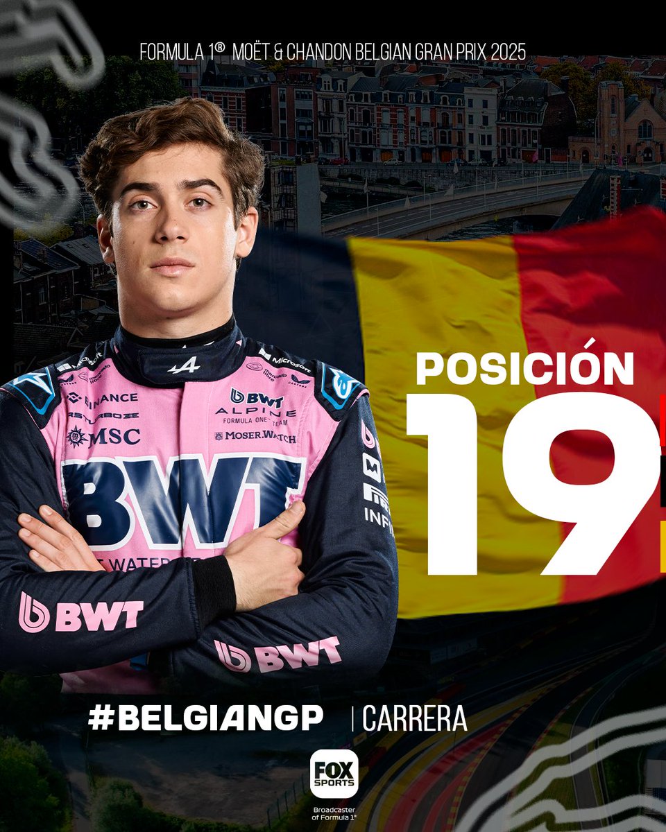 FOXSportsArg's tweet image. #F1xFoxSports | Franco Colapinto finalizó 19° en el #BelgianGP
¡VAMOS, NENE!
Seguí toda la actividad de Fórmula 1 en @TelemetricoF1 junto a @puenteadrian, @aagulla_TV y @f1andersen en la pantalla de Fox Sports
