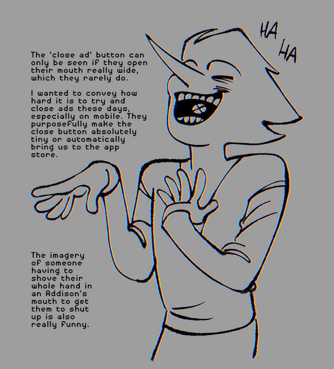 scarily_lacking's tweet image. Played around some more with the Addisons :) I really like the idea of making them more ‘ad-like’ and sorta predatory, much like irl ads are. They glow like neon signs.
#deltarune #addisons