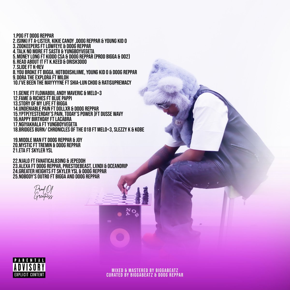 Check out <a href="/bigga_beatz/">#POGOUTNOW!💜</a>’s new project ‘Proof Of Greatness’. 

Featuring <a href="/sa_sastii/">KAKA🅿️ANI</a>, <a href="/Lowfeye__/">M A B U L A L A</a>, <a href="/yungboyvegeta__/">yungboyvegeta</a>, <a href="/KKeed_/">K.Keed</a>, <a href="/orish3000/">Ma’Orie</a> + more. 

linktr.ee/biggaabeatz