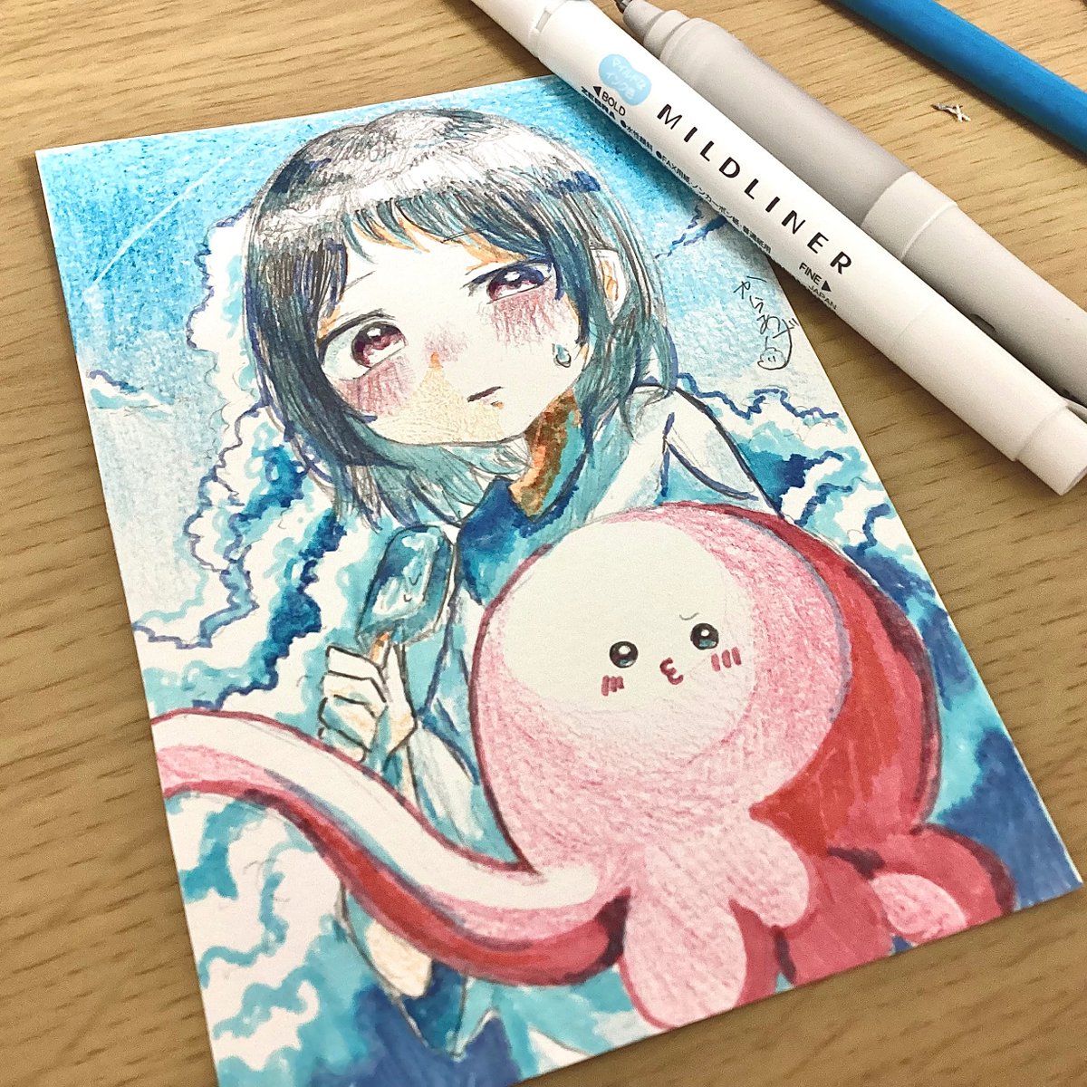 DrawKARA0719's tweet photo. 🐙ぴぃ、、、
#タコピーの原罪 #久世しずか #イラスト #アナログ絵 https://t.co/aVhMeDgzGr