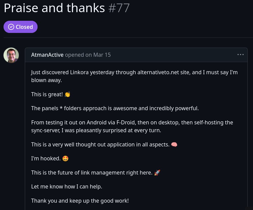 sakethpathike's tweet photo. Two years of Linkora, with over 600 GitHub stars &amp; 15k+ downloads!

Built it because I wanted something that worked exactly how I needed. Turns out thousands of people felt the same way.

Built with Kotlin Multiplatform, Compose, Ktor, and Kapsule. It just works. https://t.co/PhaG4Rl3FK