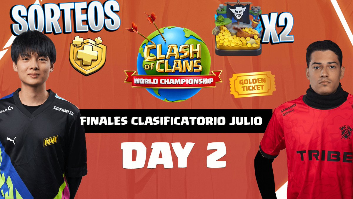 🔴 LIVE 
🥳🥳🥳🥳
 GOLDEN TICKET en juego 🎫 ‼️
🎁 SORTEOS
✴️  FINALES  Julio MUNDIALES DE CLASH OF CLANS día 2
✅ #MMG 🆚 #dizipal
✅ Los 6 mejores del Mundo solo puede quedar 1

🔴 youtube.com/live/_4EJrQifR…

🟣twitch.tv/sockerssu
⚫tiktok.com/@sockers.su

#CLASHOFCLANS