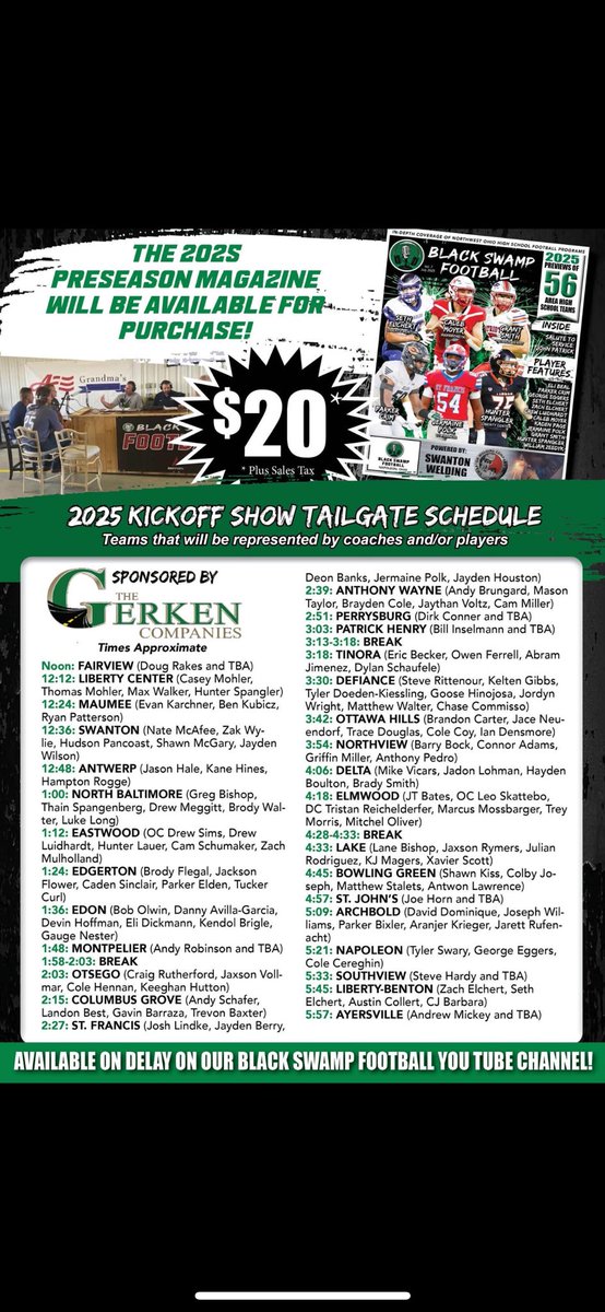 Lake Flyers Football (@lake_flyers_fb) on Twitter photo Tune in today at 4:33 to hear <a href="/JaxsonRymers2/">Jaxson Rymers</a> <a href="/Kj_qb15/">Kj</a> <a href="/JulianR49/">Julian Rodriguez</a> and Xavier Scott, talk about Lake Football! Tune in today at 4:33 to hear <a href="/JaxsonRymers2/">Jaxson Rymers</a> <a href="/Kj_qb15/">Kj</a> <a href="/JulianR49/">Julian Rodriguez</a> and Xavier Scott, talk about Lake Football!