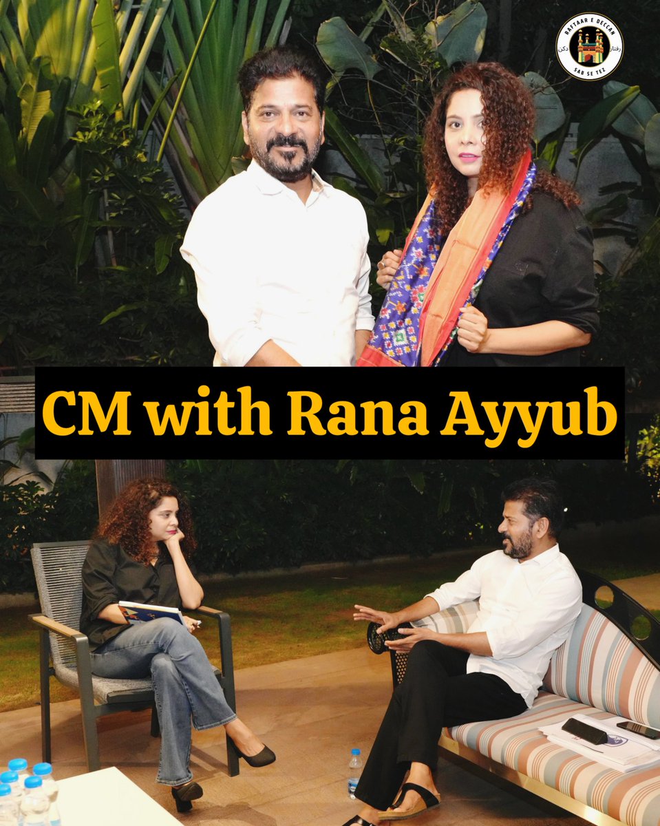 NaseerGiyas's tweet photo. CM A. Revanth Reddy met with journalist Rana Ayyub at his residence in Hyderabad. @RanaAyyub https://t.co/yiYwwha6db
