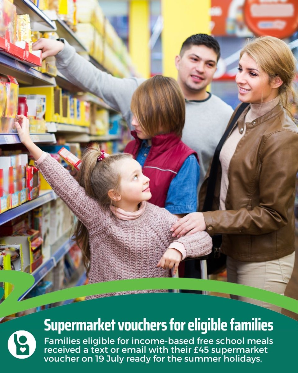 PeterboroughCC's tweet image. This summer we are continuing to support families by offering £45 supermarket vouchers to those eligible for income-based free school meals.
👨👨👧👦 Eligible families were sent details via email or text on 19 July. If you received an email or text, you have until 9pm on 25 August to…