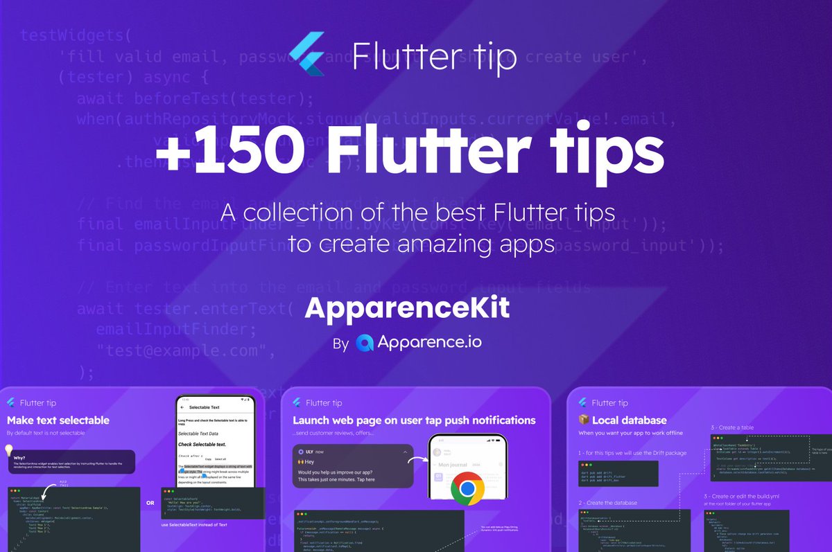 mcflyDev's tweet image. All my Flutter tips are available on the ApparenceKit website

🤘

#flutterdev #fluttertips