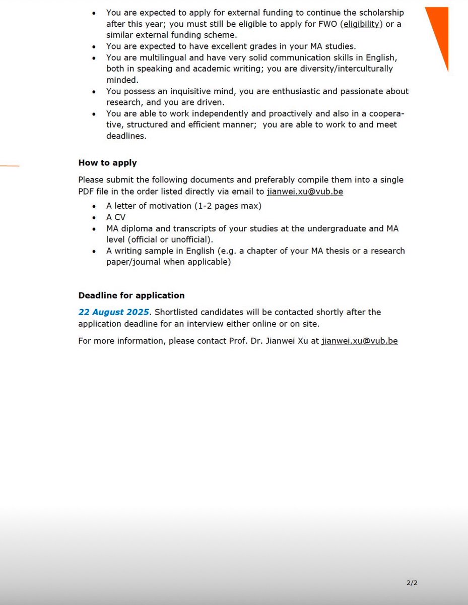 ObengCosmos's tweet image. Pre-Doctoral Scholarship in Multilingual and Intercultural Communication
Brussels Centre for Language Studies offers a one-year pre-doctoral scholarship to a recent MA graduate.