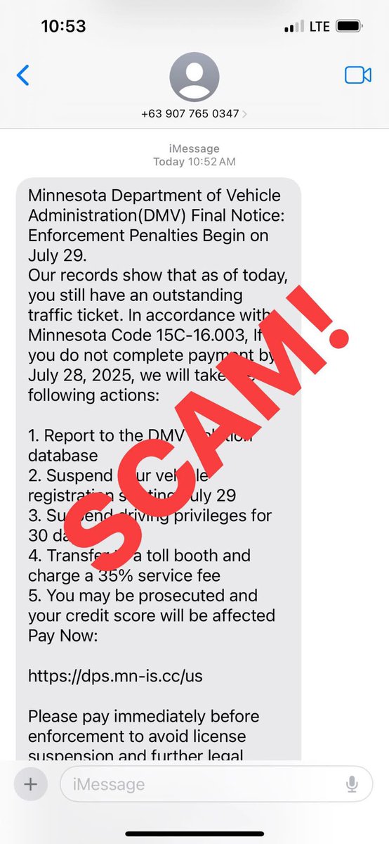 ⚠️ Scam Alert!

This text is NOT legitimate.  Don’t click on the link.