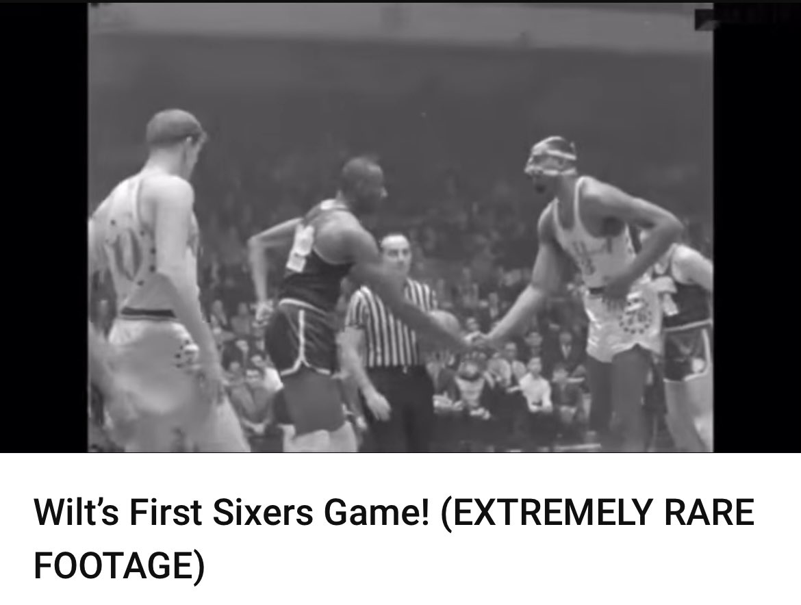 Jan 21, 1965. Wilt and Nate Thurmond shake hands before the opening jump ball in his first game as a Sixer. Philly beat the Warriors 111-102. Wilt had 22 pts (9-17 FG) and 29 rebounds against his former team. Thurmond finished with 12 pts (5-19 FG) and 16 rebounds.
