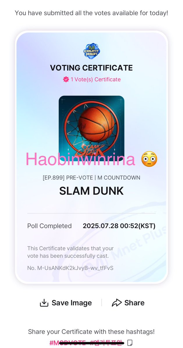 haobinwinrina's tweet image. #ZeroseVoted #MCDVOTE #엠카투표완