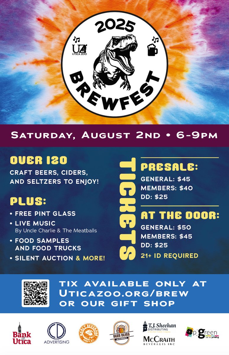 UticaZoo's tweet photo. π Brewfest 2025 is returning to the Utica Zoo! Enjoy live music, food, auction prizes & moreβall to support our animals πΎ
ποΈ 21+ | Rain or shine | First 2,000 get a FREE pint glass!
Zoo closes to public at 1pm.
#UticaZoo #Brewfest2025 #SupportWildlife #ZooEvents https://t.co/Ptb2eBNIQM