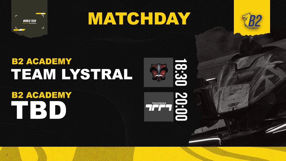 B2 eSports (@b2_esports) on Twitter photo After the second Groups Week of <a href="/WorldTechTM/">World Tech Trackmania</a> both our Teams have 3 Wins and 1 Loss, with that they reached their respective Upper Playoffs in most of the possible Scenarios, but nothing is completely safe yet!
Last Groups Match and first Playoffs Match today, Streams below ⬇️ After the second Groups Week of <a href="/WorldTechTM/">World Tech Trackmania</a> both our Teams have 3 Wins and 1 Loss, with that they reached their respective Upper Playoffs in most of the possible Scenarios, but nothing is completely safe yet!
Last Groups Match and first Playoffs Match today, Streams below ⬇️