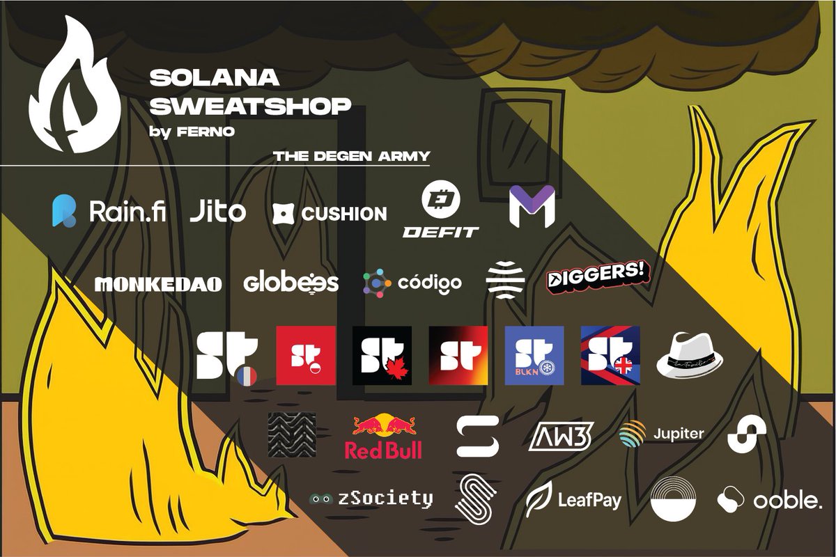 Cptn_Ow's tweet image. This is the end of the Solana Sweatshop by @Ferno_ag !
What an adventure, 10 days of pure vibe, build, and great talks.
Many crazy things happened, @Solcasinoio almost caught fire, some cool things have been built, some e̵v̵i̵l̵ great plans have been made.
Thanks to all our…