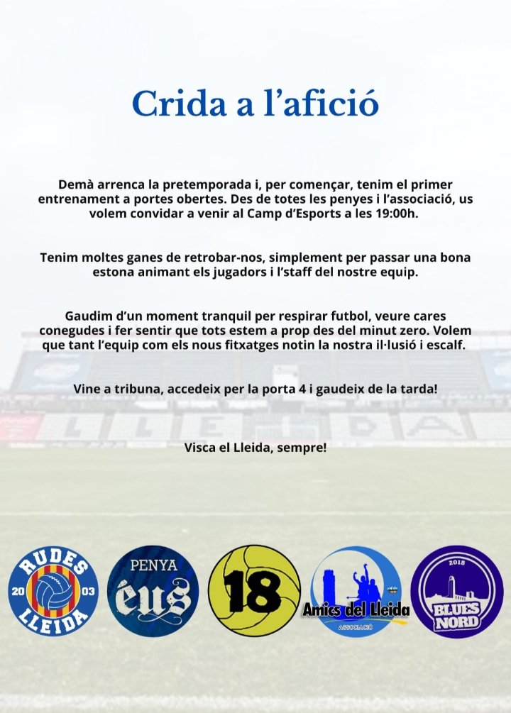 Us esperem a tots demà💙💙💙