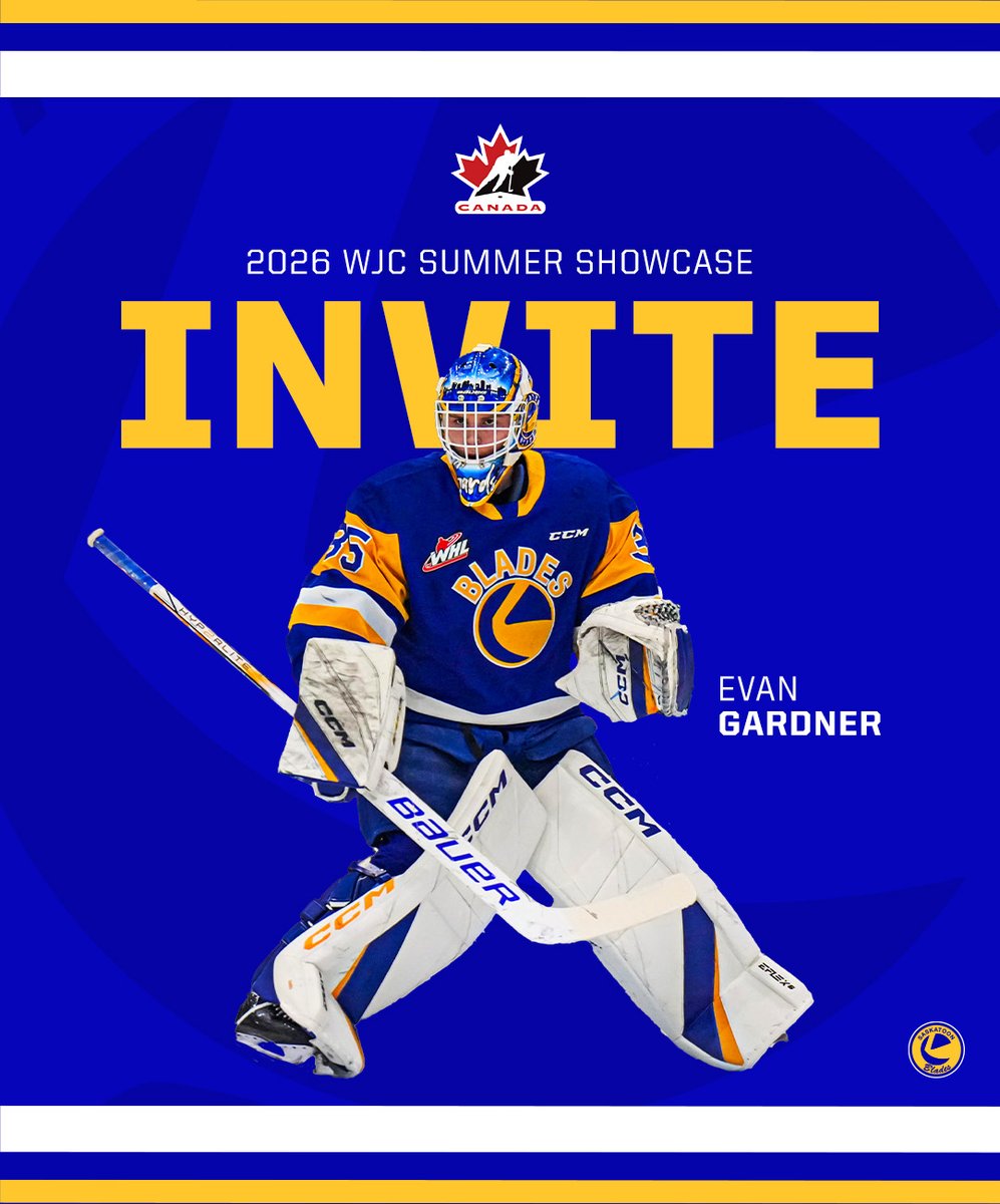 Evan Gardner's journey to the WJC begins!

Congratulations to the Blades netminder on being selected to <a href="/HockeyCanada/">Hockey Canada</a>'s summer showcase in Minnesota this week!