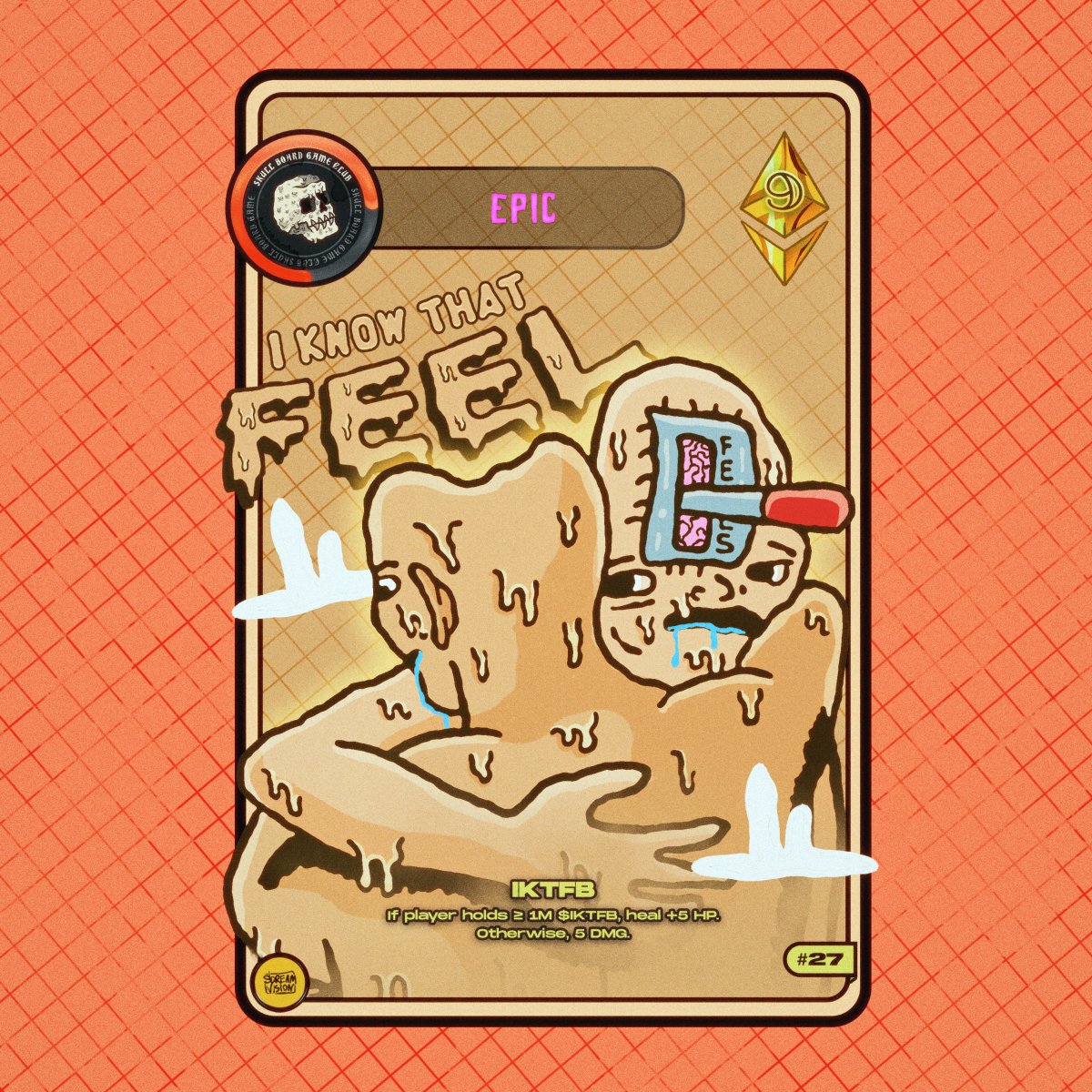 scream_vision's tweet image. 2 new EPIC cards added to SBGC collection on @wieldlabs VibeMarket.
@IKTFB_SOL โ is $IKTFB (mine and @ignatev_ink) related card
& Pepe The Chemist โ $SKOP related card (by @jaggedsoft & @TrystanNFT).
vibechain.com/market/skullboโฆ
