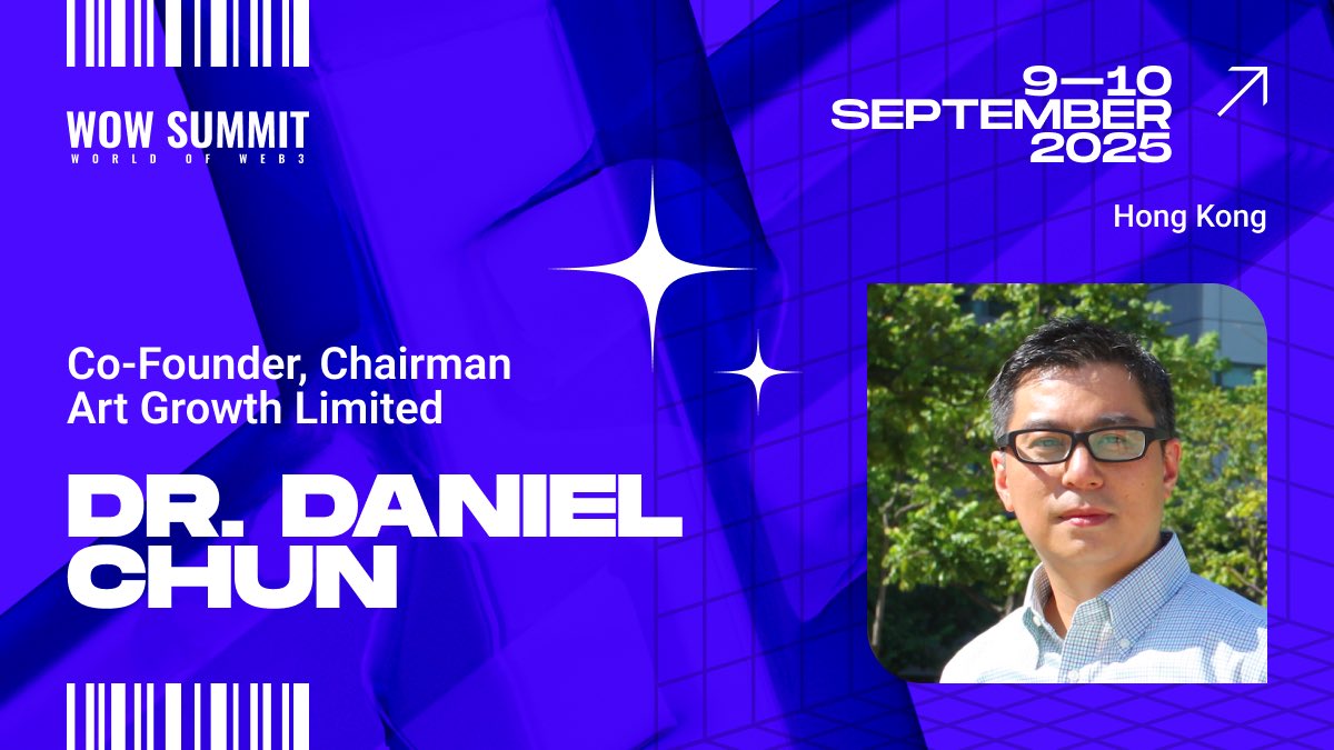 Excited to welcome Dr. Daniel Chun, Co-Founder &amp; Chairman of Art Growth Limited, to #WOWSummit2025!

Entrepreneur, educator &amp; innovator at HKUST, Daniel bridges art, tech &amp; smart city development — empowering the next generation of creators.

Grab your tickets: