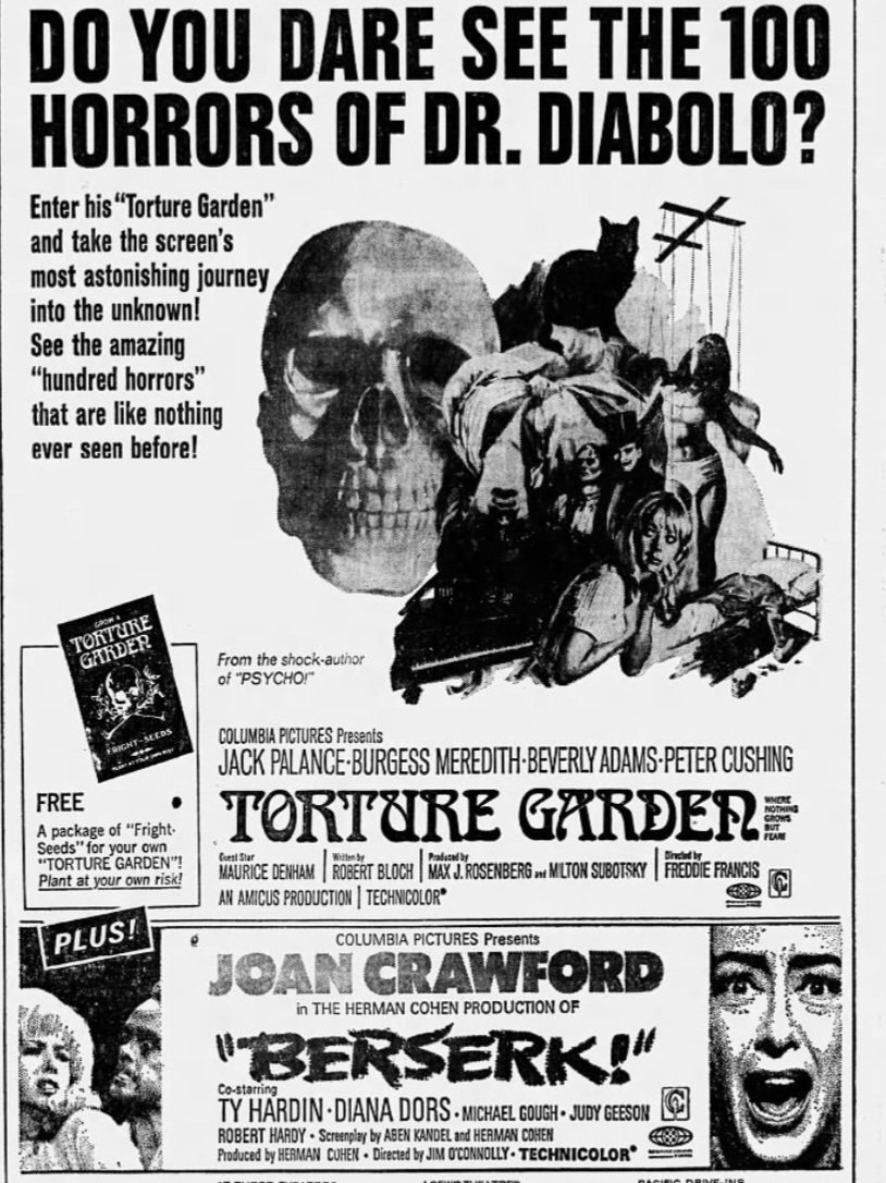 #PETERCUSHING  and #JOAN CRAWFORD double feature