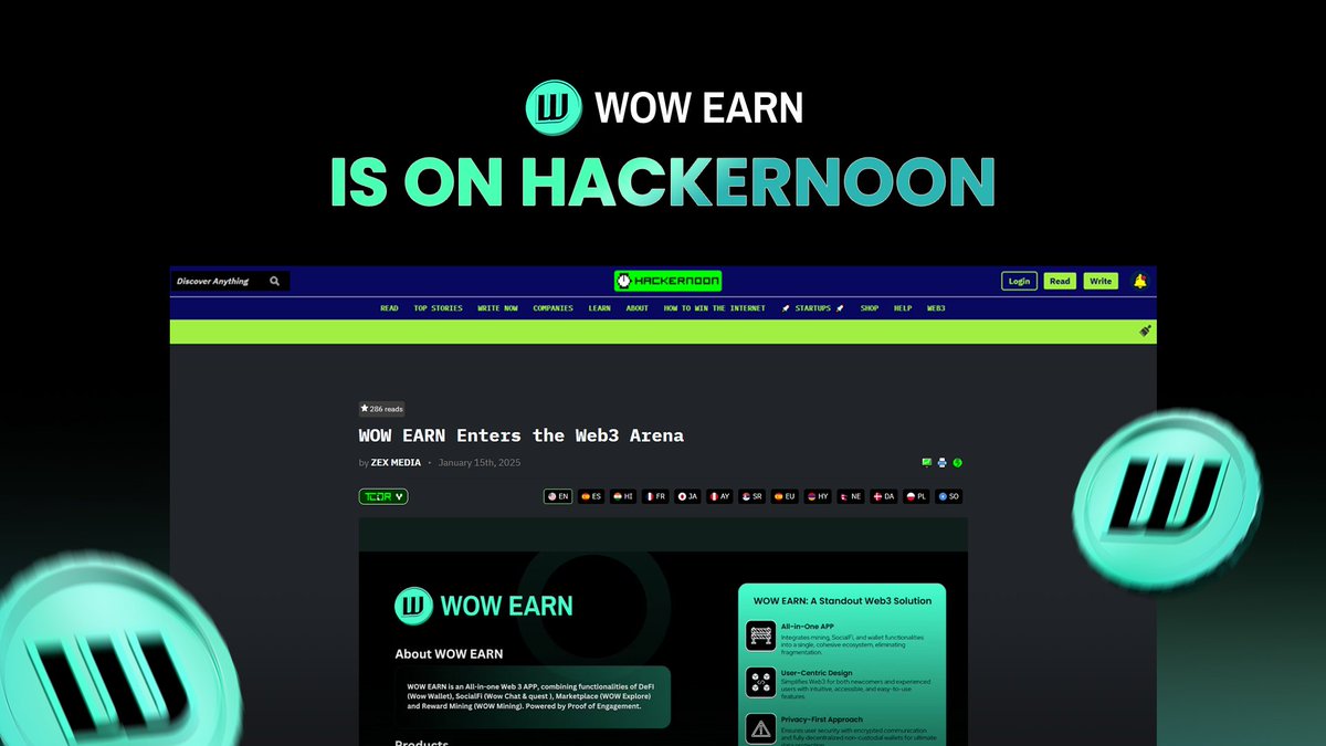 Discover <a href="/WOWEARNENG/">WOW EARN</a> 
Explore how WOW EARN is reshaping the Web3 landscape! 

Read this insightful Hackernoon article to learn more:
👉 hackernoon.com/wow-earn-enter

Be part of the Web3 revolution today! 
Download the app now and start free mining: wowearn.com/download-wallet

#WOWEARN