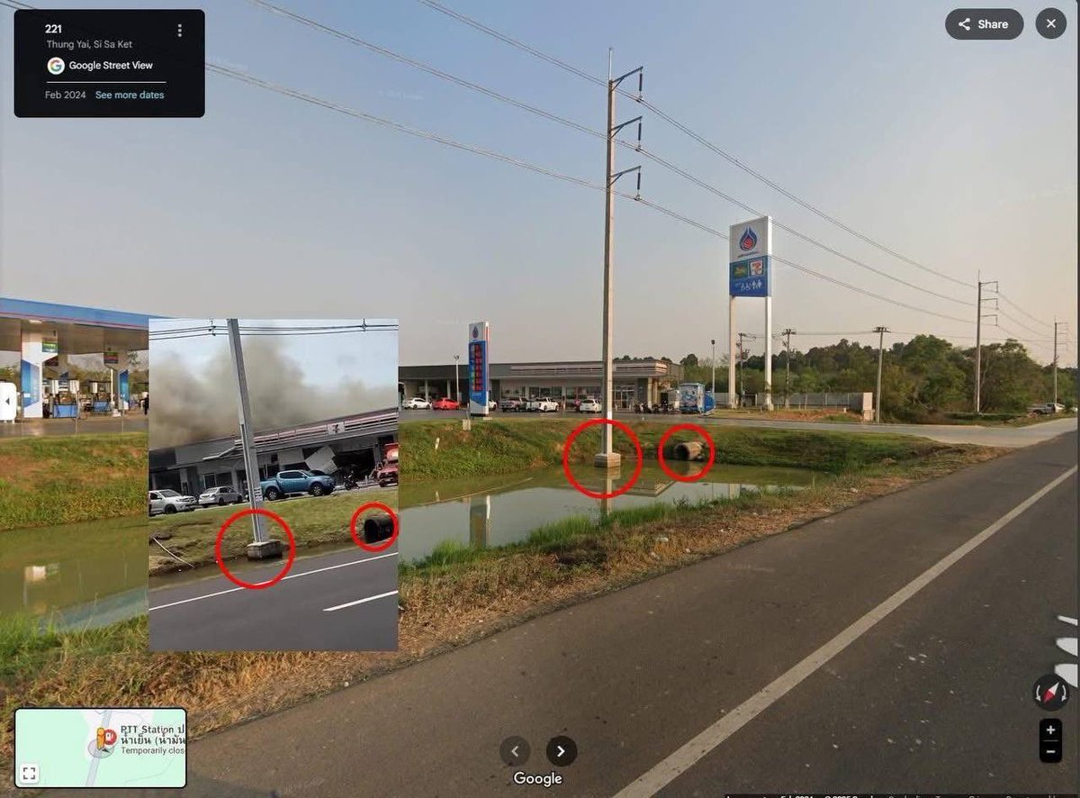 luffystuzzy's tweet photo. The 7/11 convenience store in Thailand that was burned may have been targeted by Thai soldiers themselves, who then blamed Cambodia. Notably, the store is over 20 km from the border, too far for a Khmer army strike.
#Thailandcreatedfakenews
#Thailandbombeditself https://t.co/ClbkZ3oyPf