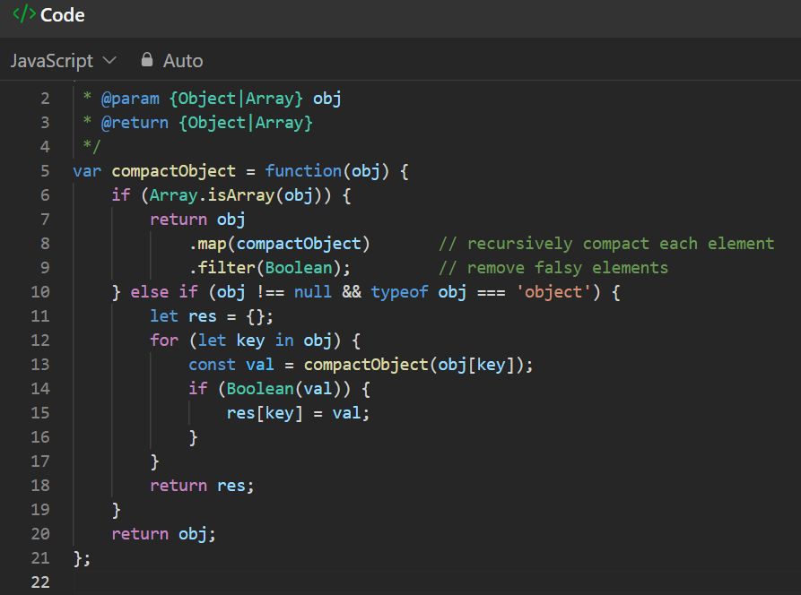 Ayusshs16's tweet image. 🚀 Day 27 of #30DaysOfJavaScript
Solved LeetCode 2705 - Compact Object 🧹
✔️ Recursion
✔️ JSON handling
✔️ Deep cleaning falsy values from nested objects & arrays
Clean code = clear mind! 💡
#100DaysOfCode #JavaScript @LeetCode
