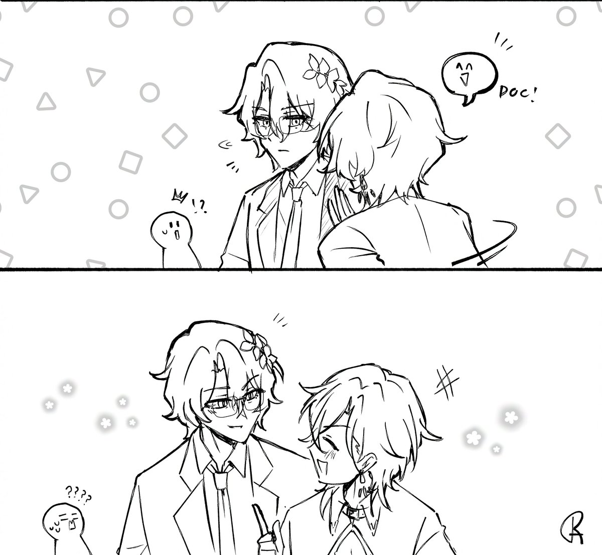 vaguely based on that one tweet where their eyebrows/expression change when not together - and together  

#ratiorine