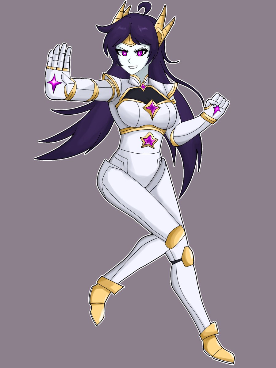 err603's tweet image. Hello everyone! 

Here&apos;s another OC of mine! Her name is [Astra], and she&apos;s the leader of a super hero group called the Starred Lilins, a parody of the super sentai x magical girl genre— 

What do ya&apos;ll think of her character design? #artmoots

#digitalart #OC