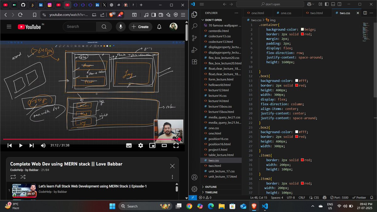 19thwolf's tweet photo. 📅 Day 19 of Web Dev Journey!
✅ Learned:
- display: flex, justify-content, align-items
- Flex-direction (row/column)
- Nested Flexbox layouts
Media Queries for responsive design 
Building layouts that work on all screens!
#100DaysOfCode #WebDevelopment #Flexbox #MediaQuery  #CSS https://t.co/x8rRb40Aks