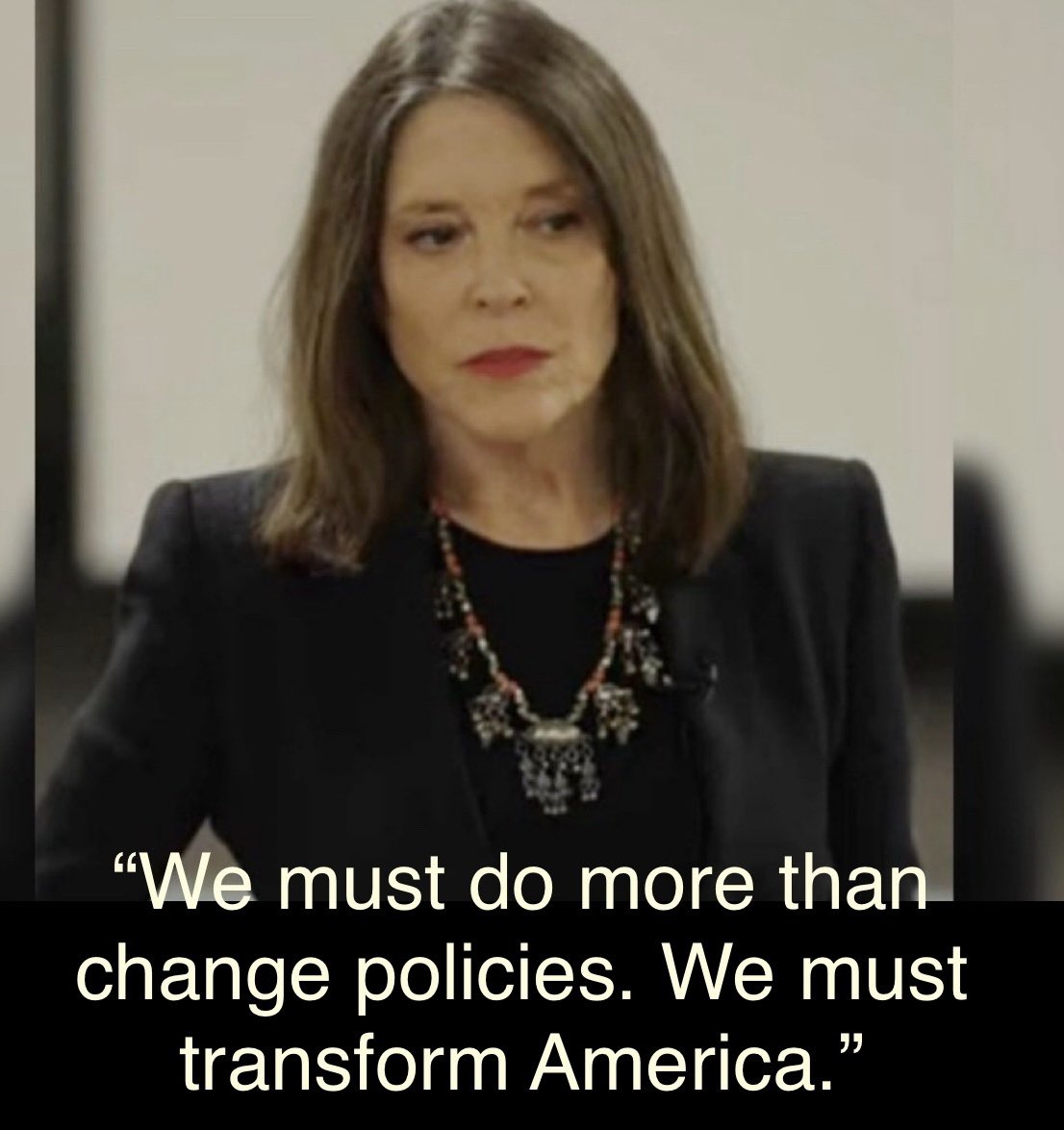 “A conventional political establishment is too narrow a container for the energy that must emerge at this time.” <a href="/marwilliamson/">Marianne Williamson</a> 
                 Marianne Williamson