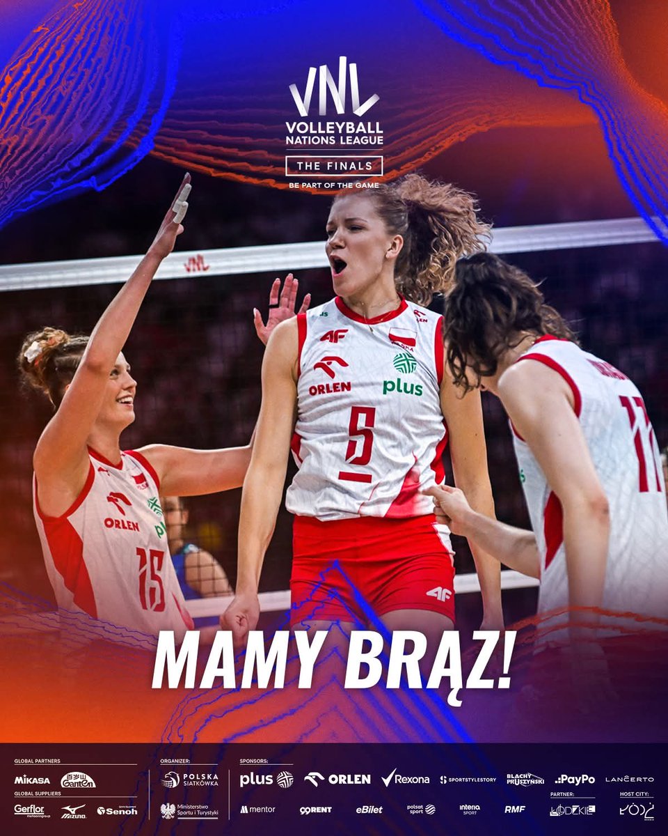 Reprezentacja Polski 🇵🇱 siatkarek 🏐 z brązowym medalem Ligi Narodów! Serdecznie gratulujemy! #VNL2025 #VNLFinals