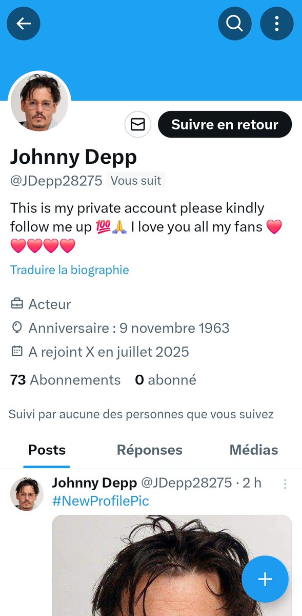 TopDepp's tweet image. ⚠️ @JDepp28275 Oh f*ck, another one!!! JOHNNY DOESN'T HAVE A TWITTER ACCOUNT!! OH HOLY IMPOSTERS, GET THAT THROUGH YOUR CRAZY HEADS!!